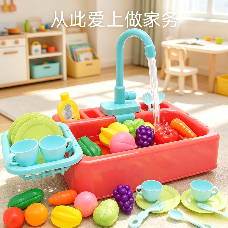 Kitchen Appliances For Kids - Kitchen Toy Plastic Dish‑Wash Sink Set,