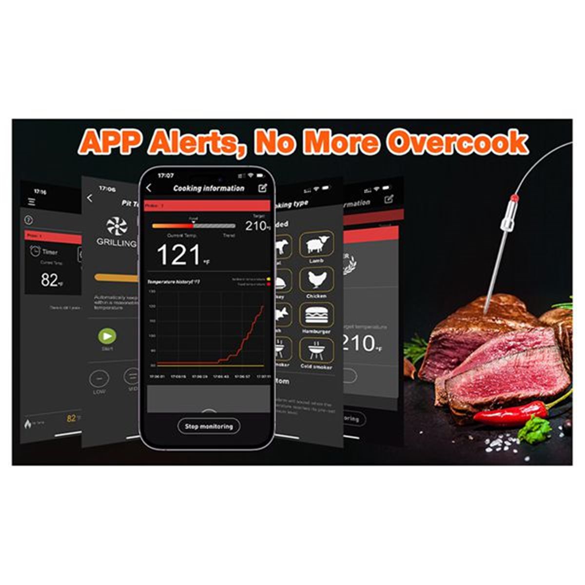 Electric Smoker Bbq - DT81 Bluetooth BBQ Grill Temperature Controller,