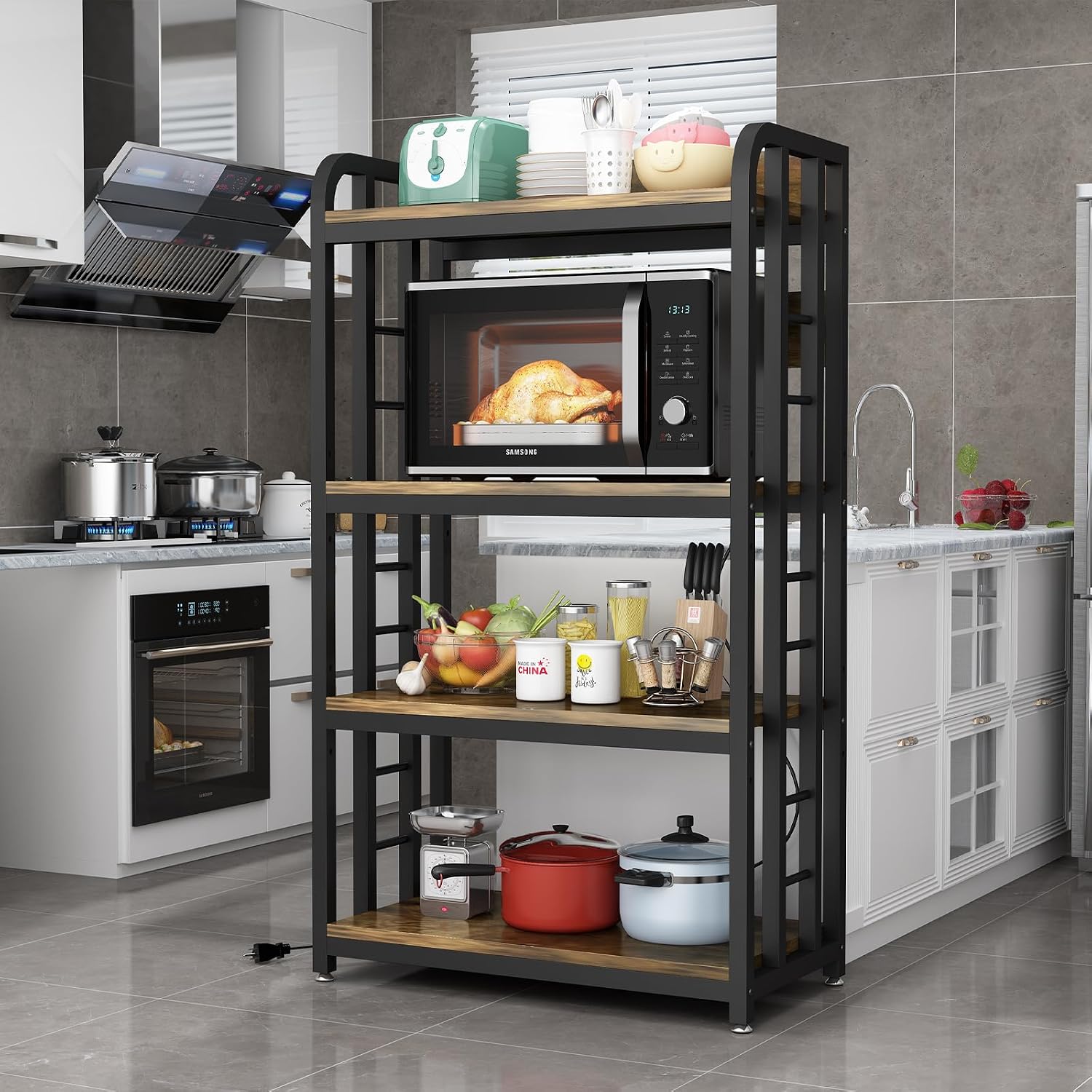 4 Tier Kitchen Bakers Rack Wit - Kitchen Appliances Outlet 评论和价格